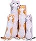 AMOZO Katze Kuscheltier Stofftier Lange Katzen Kissen Plüschtiere Kawaii große süße Cat Plüsch Sofakissen Geschenke für Freunde Kinder Dekoration(Orange,110cm)