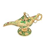 Hourwof Vintage Aladdin Magic Genie Lamp,Arabian Nights Costume Prop Lamp for Wedding Theme Party,Legend Wishing Light for Home Tabletop Decor Halloween Christmas Birthday Gift,Small Green