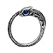 ZiFei Anillo Lagarto de Camaleón Vintage con Gemas Solid 925 Thai Silver Anillos Abiertos para Hombres Mujeres Joyería Personalizada,Azul