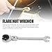 12mm Brake Line Wrench, Nut Wrench Ratchet Spanner 12mm 7in Cr V Steel with Flexible Adjustable Ratchet Head for Fuel Brake AC Pipe Nuts