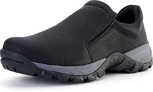 WHITIN Men s Jungle Moc Lace-Less Slip-On Shoes Waterproof Walking Tennis Sneaker for Male Size 10 Casual Lightweight Anti-Slip Breathable Hiking Traveling Indoor House Garden Loafers Black 44