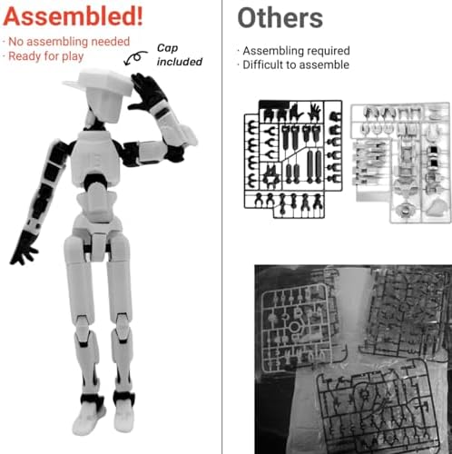 Assembled T13 Action Figure with Stand, 3D Printed Dummy 13 Action Figure Assembled, Fully Articulated Robot, Easy 13 Action Figure, Accessories Included, Stop Motion Animation, Gift - 1