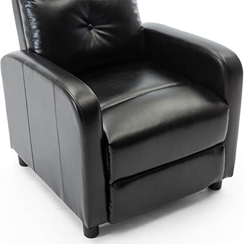 More4Homes MILTON MODERN FAUX LEATHER PUSHBACK RECLINER ARMCHAIR SOFA COMPACT RECLINNING CHAIR (BLACK)