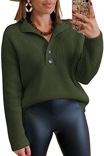 Lillusory Womens Emerald Green Sweater 2023 Fall Oversized Knit Pullover Sweaters Comfy Casual Loose Fit Fall Top For Girls #TOP3