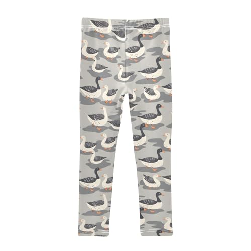 Grey Wild Geese Girls Leggings Athletic Pants Tights Stretch Bottom2