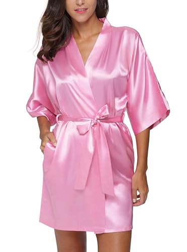 Soft Loungewear Silk Robe Wedding Short Satin 28 soft loungewear silk robe - peach