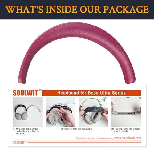 Image of SOULWIT Upgraded Headband Cover for Bose QC Ultra /New QuietComfort Ultra(2nd Gen) Wireless Headphones, Replacement Headstrap Pad Repair Part - Deep Plum