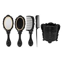 5pcs Vanity Set - Antique Comb and Mirror Holder, Vintage Dresser Hair Comb for Wet and Dry Dressing, Plastic Combs