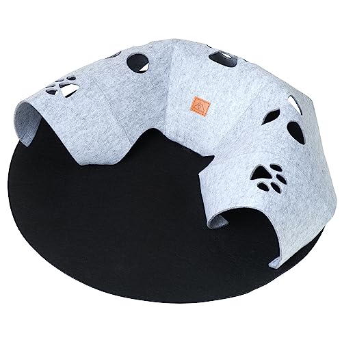 Lit pour chat et jeu en un circulaire en feutre gris - 2
