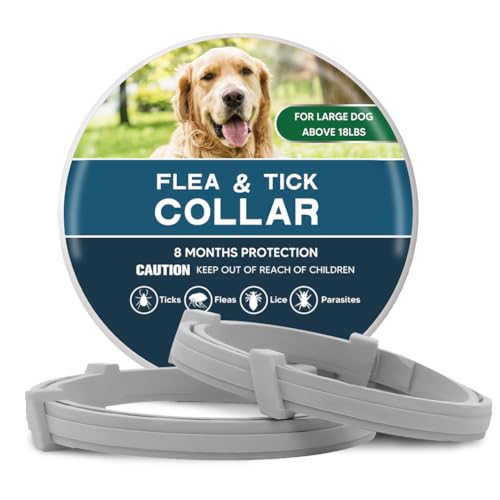 UDyoude Flea Collars for Dogs, Flea & Tick Collar for Dogs, Tick Collar for Large Dogs, Comfort Fit for Sturdy Dog Tick Collar, Adjustable 8 Months Prevention-Pack of 2