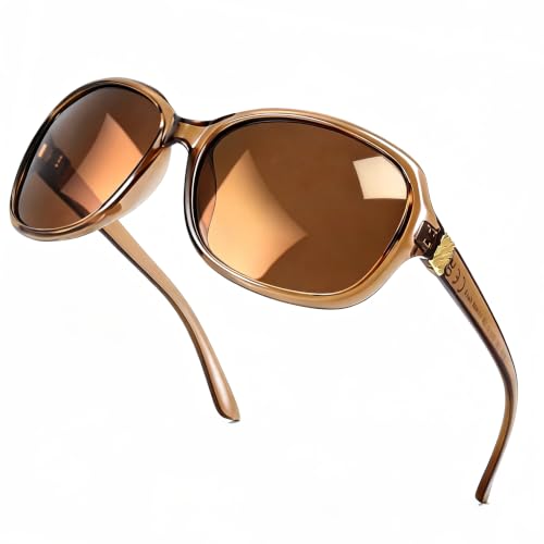 Image of SIPHEW Polarized Sunglasses for Women | UV400 Protection | Vintage Sun Glasses,Wraparound Shade,Lightweight & Comfortable,Big Sunnies eyewear,Driving,Outdoors