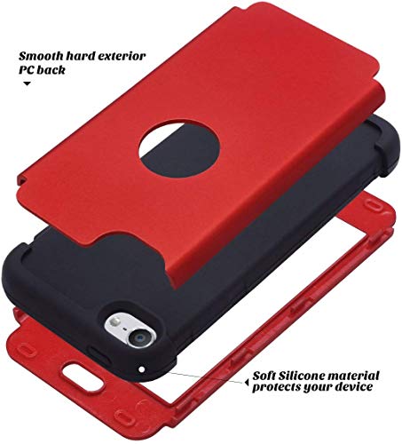 Ulak Ipod Touch 7 Case, Ipod Touch 6 Case, Heavy Duty High Impact Shockproof Dual Layer Protective Case For Apple Ipod Touch 7Th/6Th/5Th Generation (Red+Black) #TOP1