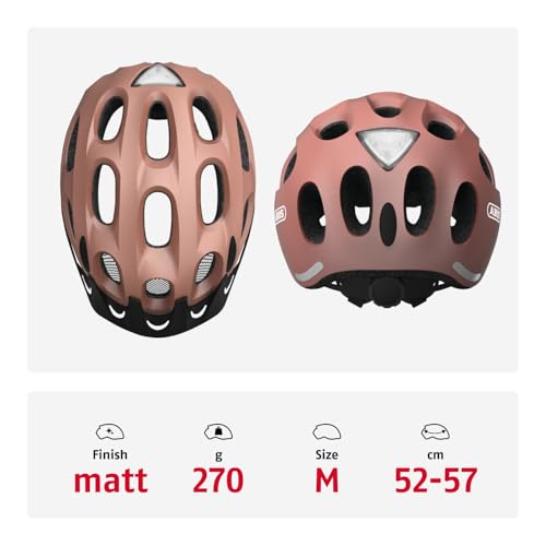 Foto von ABUS Stadthelm Youn-I ACE - mit integriertem LED-Rücklicht - Fahrradhelm für den Alltag - für Damen und Herren - Roségold, Größe M