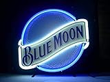 Real Glass Neon SignBlue Moon Metal Frame 42X32CM decoration Light Beer Bar Pub Garage Room