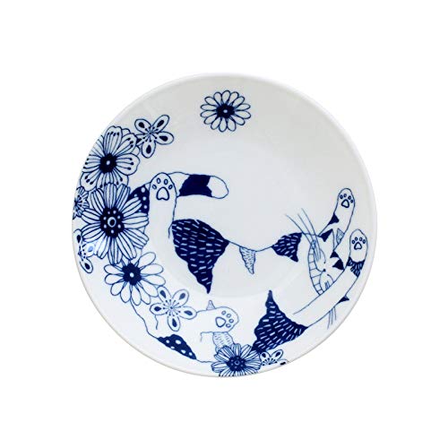 セラミック藍 ロンロンとミュウ 小皿 ロンロン サイズ：約φ13.5 H2.5 13476