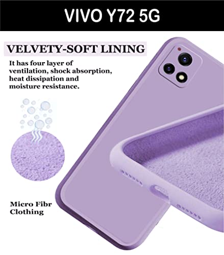 Image of A rtistque Back Cover Case for Vivo Y72 5G with Camera Protection | Shockproof TPU | Stylish Protective Design | Slim Fit | Ultra Matte | Vivo Y72 5G Back Cover - Purple