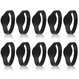 Pulsera RFID, Pulsera RFID de10 Piezas de 13,56 MHz Pulsera de Silicona ID RFID Tarjeta IC RFID Resistente al Agua para Control de Acceso, Piscina, Sauna, Habitación(Negro)