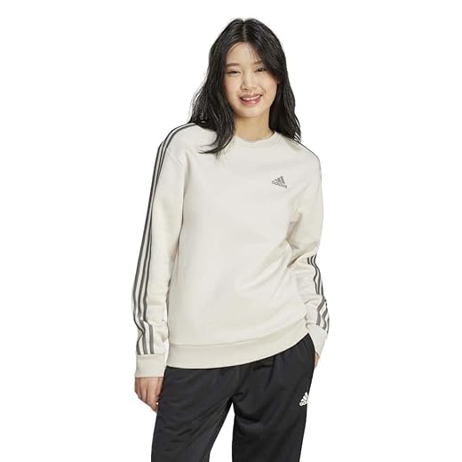 adidas Women's Essentials 3-Stripes Fleece Sweatshirt, Clay Strata/Clear Pink, X-Small