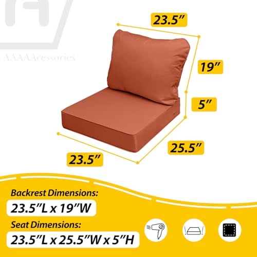 Image of AAAAAcessories Outdoor Seat Cushions for Chairs, Fade-Resistant, Waterproof Patio Furniture Replacement Cushions, 25.5 inch x 25.5 inch x 5 inch + 25.5 inch x 19 inch, Rust