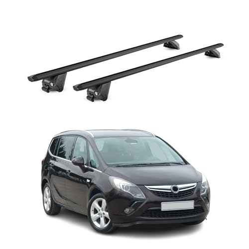 OMAC Barre portapacchi portapacchi compatibili con Opel Zafira C Tourer 2011 – 2019 in alluminio ABE 100 kg, colore nero, 2 pezzi, barre chiuse per portabici, box da tetto, portasci per carichi
