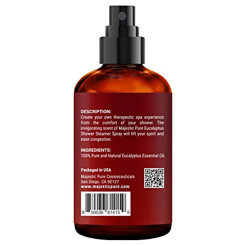 Majestic Pure Eucalyptus Shower Steamer Spray - Aromatherapy Shower Spray - 100% Pure Eucalyptus Essential Oil - Eucalyptus Shower Spray Aromatherapy Mist - Spa With Room Spray Aromatherapy - 2Fl Oz #TOP7