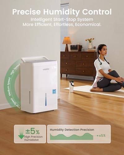 Waykar 5000 Sq.Ft Energy Star Dehumidifier for Basement & Home, 80 Pint/Day with Drain Hose & Tank, Ultra Quiet (40 dB), Smart Auto Comfort Mode - 4