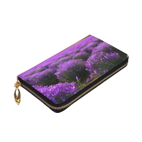 Lavender Fields Long Leather Wallet,Large Capacity Soft Pu Leather Purse For Women With Multiple Card Slots Phone Pocket And Zipper Coin Purse Stylish Phone Card Holder Clutch3