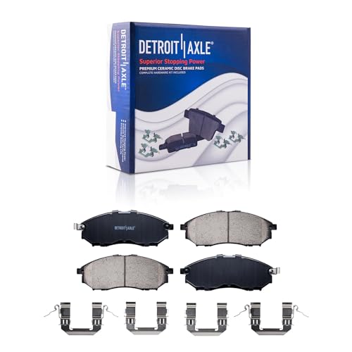 Image of Detroit Axle - Brake Kit for Infiniti G35 M35 M45 EX35 G25 G37 QX50 Q40 | 350Z 370Z Replacement Drilled Slotted Disc Brake Rotors Ceramic Brakes Pads: Front 12.60'' & Rear 12.13'' Rotors
