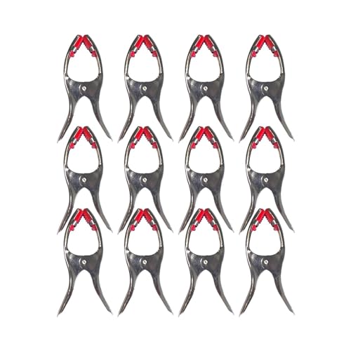 Image of Hazel Stainless Steel Clothes Drying Clips with Plastic Grip | Strong & Durable Laundry Pegs | 12 Pieces