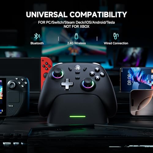 ECHTPower PC Gaming Controller–Wireless for PC with Hall-Effect Joysticks, 1000Hz Polling Rate, No Drift, Turbo & Vibration, Compatible with Windows/Switch/iOS/Android/Steam –Place & Charge Dock - Image 5