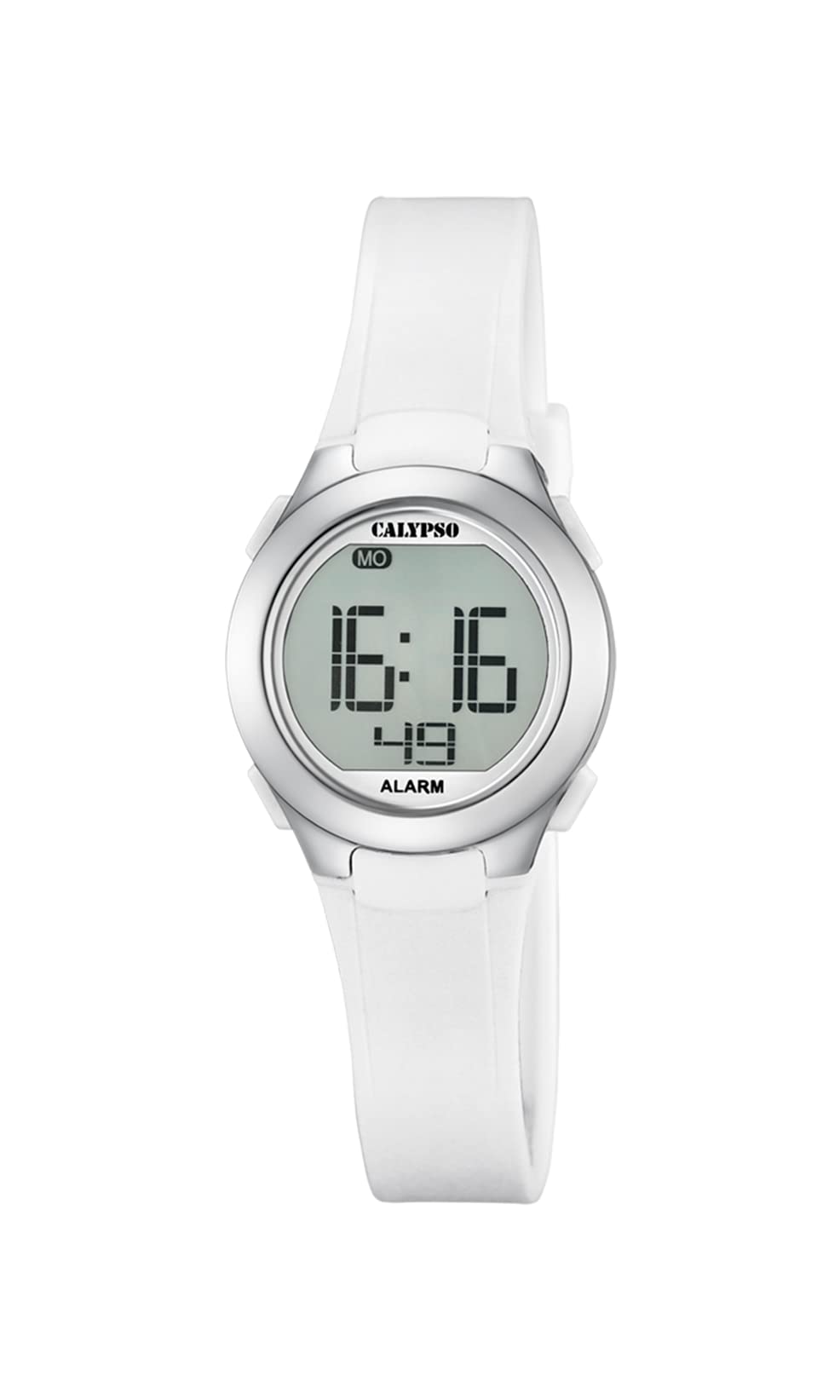 Calypso Zegarek cyfrowy unisex z cyfrowym wyświetlaczem LCD i białym plastikowym paskiem K5677/1