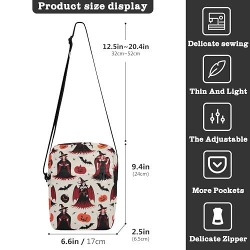 KLL Goth Red Black Halloween Witch Pumpkin messenger bags Vegan Leather mens shoulder bags crossbody Shopping Shoulder Handbags3