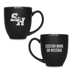 Rico Industries NCAA Sam Houston State Bearkats 16oz Personalized Laser Engraved Matte Black Ceramic Bistro Mug – For Hot or Cold Drinks