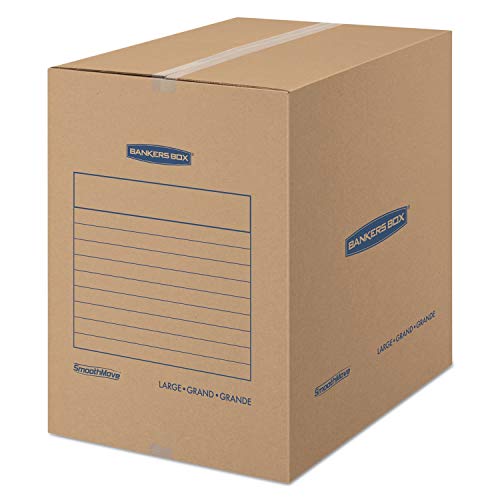 Bankers Box 7714001 SmoothMove Basic Large Moving Boxes 18l x 18w x 24h Kraft/Blue 15/Carton