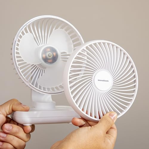 InnovaGoods Ventilatore da Scrivania Ricaricabile Fanrec Ø5,4'' 3600 mAh / 13,3 W - 10