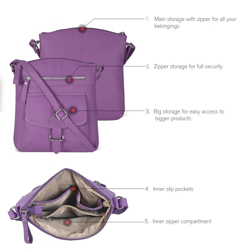 Image of Oak Leathers Leather Crossbody Bag For Women With Adjustable Sling Strap - Medium Size Crossover Shoulder Handbag Purse
