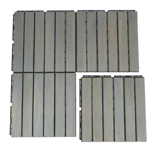 Dklgg 10 Pack Patio Tiles, 12"X12" Waterproof Outdoor Flooring All Weather Use, Flooring Outdoor Solid Wood Deck Tiles Interlocking Flooring Tiles For Porch Poolside Balcony Backyard, Gray #TOP26