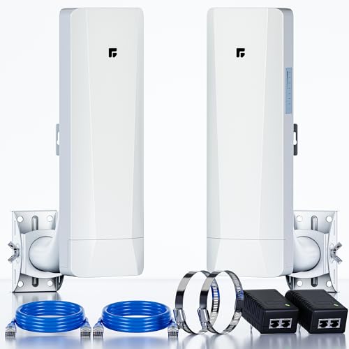 Wireless Bridge Point to Point/Multipoint, 5.8GHz Outdoor Wireless Bridge to Provide Network Communication for Shop, Barn, Garage Building, 3KM Long Distance Pre-configured Set. (3KM 2-Pack)