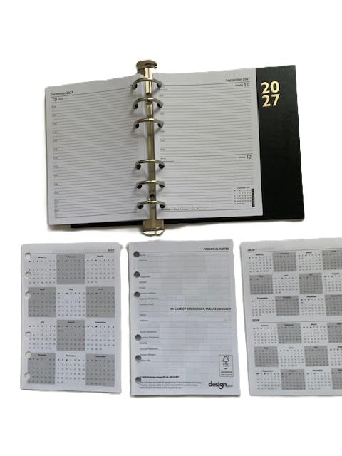 Week to View Diary Inserts 2027 Suitable for middle size Agenda 103x148mm (64 Pages) New Improved Model (Design) New Model