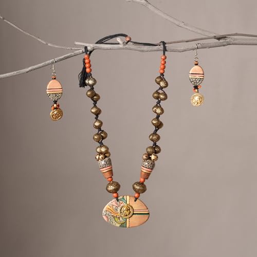 Image of AAKRITI ART CREATIONS Handcrafted Women's Jewelry Set - Ethnic Necklace and Earrings, Fashion Accessories for Special Occasions & Celebrations
