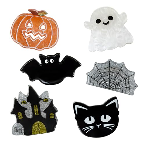 Bgffuy Small Halloween Hair Clips for Women Girls Cute Cat, Bat, Pumpkin, Ghost, Spider Web & Haunted House Claw Clips | Spooky Mini Halloween Hair Accessories
