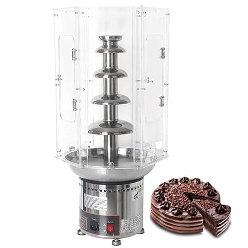 UMJIGF Chocolate Fountain Machine with Plastic Clear Acrylic Dust Cover with Temperature Control, Chocolate Waterfall Machine for Party Wedding Buffet Equipment,4tier