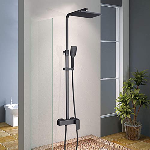 Système de douche à effet pluie contre le calcaire avec barre réglable et mitigeur pratique