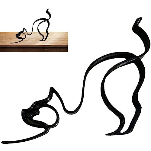 Scultura d'Arte Minimalista Metallo Astratto a Astratto Cani Scultura Geometrica Artigianato di Gatti Statue Moderne Desktop in Ferro Battuto Ornamenti