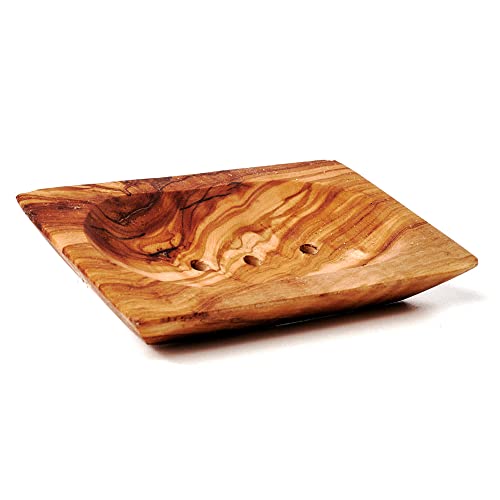 Porte-savon rectangulaire avec trous en bois d'olivier 13 cm Cover