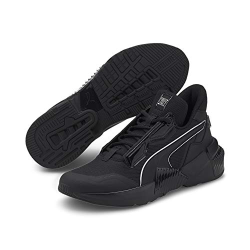 PUMA(プーマ) Women's Training, Sneakers, Athletic Shoes, Puma Black/Metallic Silver, 7.5