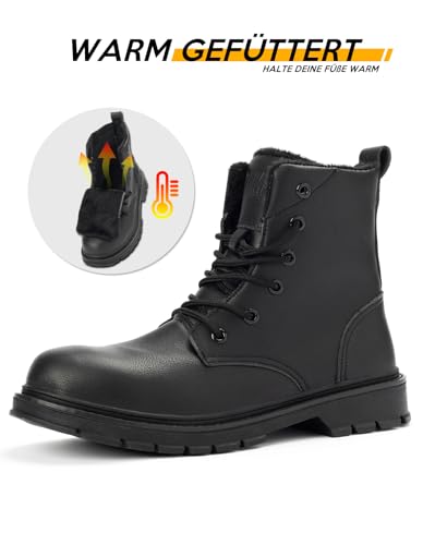 PAMEILA Winterschuhe Damen Wasserdicht Winterstiefel Herren mit Warm Gefüttert Schneeschuhe Rutschfest Wanderschuhe Trekkingschuhe Winter Outdoor Schneestiefel Winterboot Schwarz 235