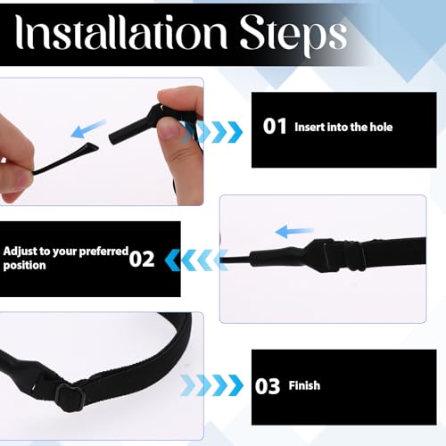 JJUNW 8 peças de alça ajustável para óculos, sem cauda, para óculos masculinos, alças de óculos infa