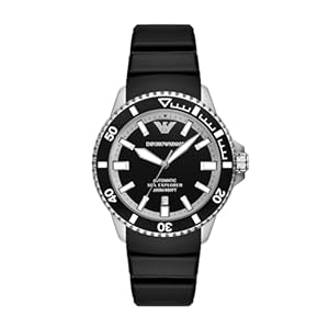 Emporio Armani Men’s Analog Automatic Watch with Silicone Strap AR60078, Black, strap