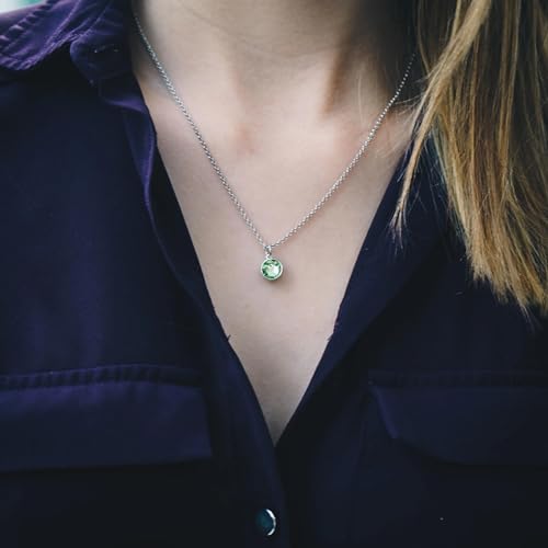 Philip Jones August (Peridot) Birthstone Necklace Created with Zircondia® Crystals - Image 4